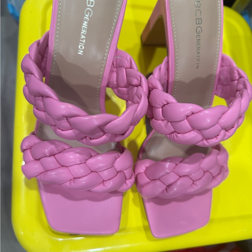BCBGeneration Pink Braided Mules & Clogs